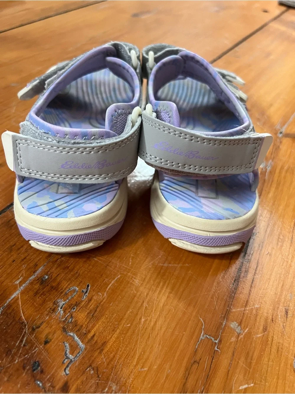 Eddie Bauer Magnolia Gray and Lavender Striped Insole Kids Sandals